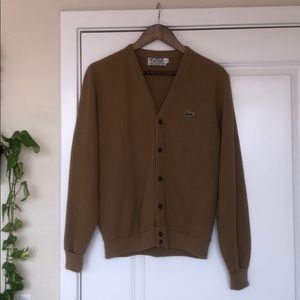 Vintage Tan Izod x Lacoste Cardigan Sweater Med